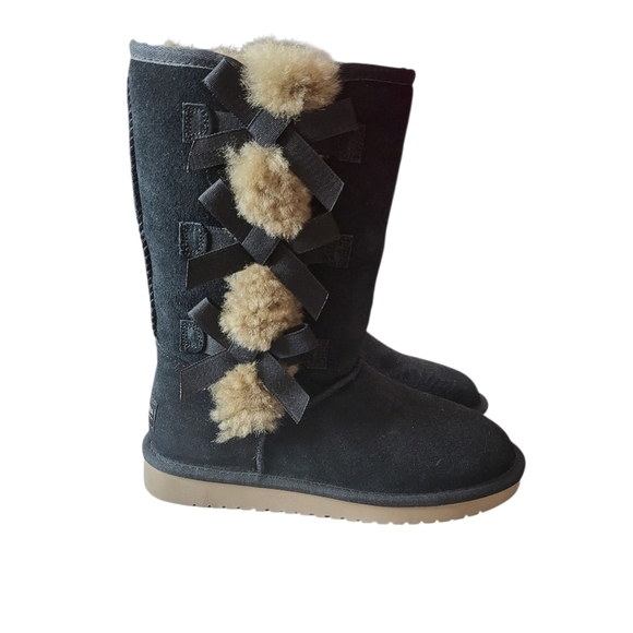Koolaburra Black Suede Boots with Fur Details - Picture 1 of 5